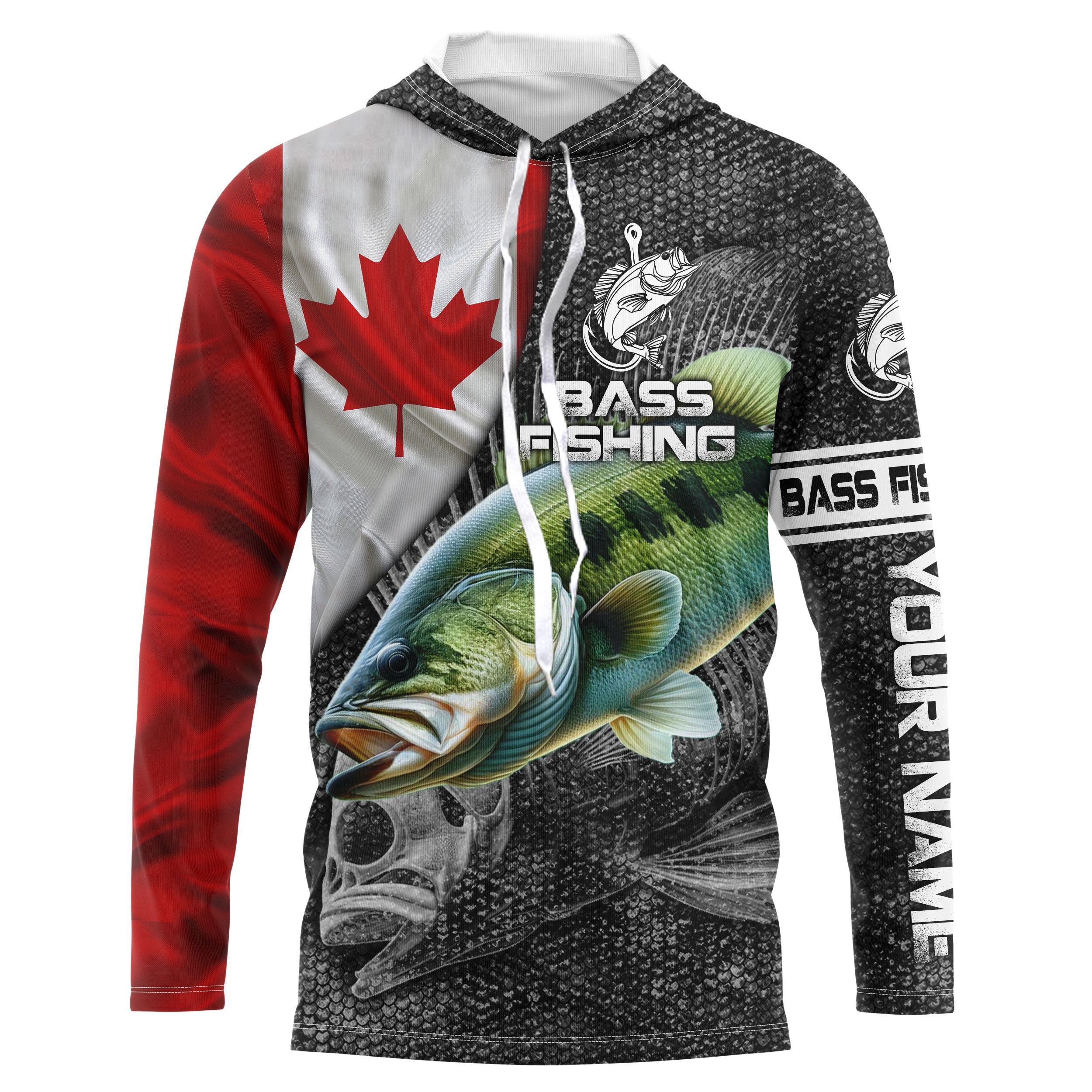 Canada Flag Bass Fishing Custom long sleeve performance Fishing Shirts, Bass  Fishing jerseys IPHW2865