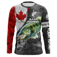 Load image into Gallery viewer, Canadian Flag Largemouth Bass Fishing Custom long sleeve performance Fishing Shirt, Fishing jerseys NQS3868