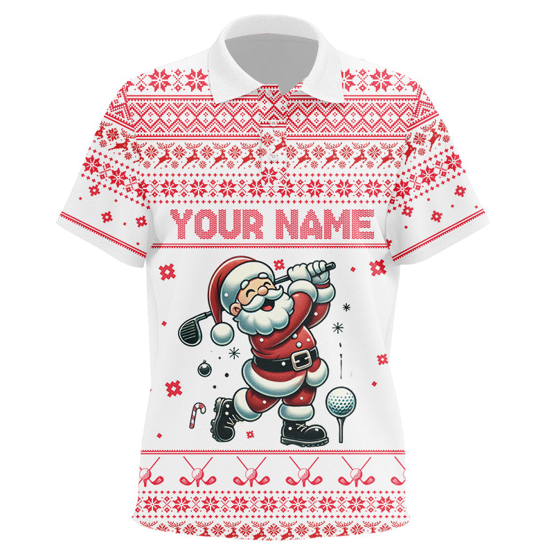 Funny ugly Christmas golf shirt Kid golf polo shirt Santa Golfer gifts NQS6513