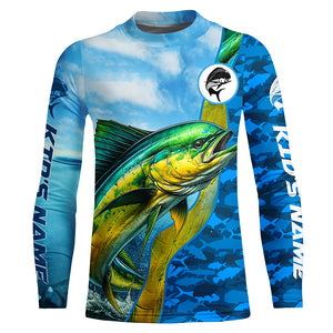 Mahi mahi saltwater fishing Custom sea blue camo UV Protection Fishing shirts, Dorado fishing Jerseys NQS5631