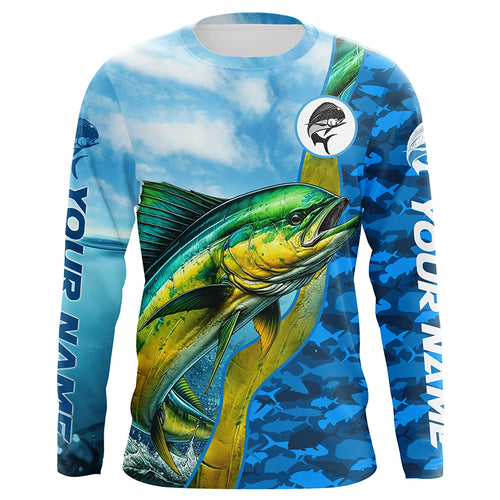 Mahi mahi saltwater fishing Custom sea blue camo UV Protection Fishing shirts, Dorado fishing Jerseys NQS5631