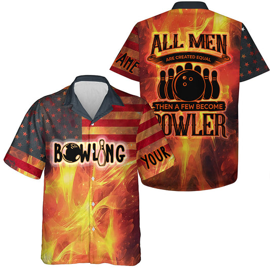 Custom Hawaiian bowling shirt for men – personalized team jersey front view