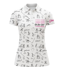 Load image into Gallery viewer, Funny Womens golf polo shirts custom I hate golf nice shot I love golf icons pattern ladies golf tops NQS6080