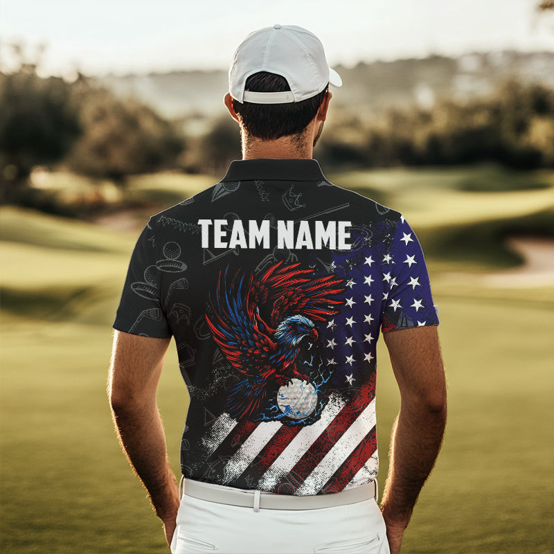 Retro American Flag Eagle Golf Polo Shirt for Men Custom Patriotic Golf Team Jersey best golf gifts NQS9633
