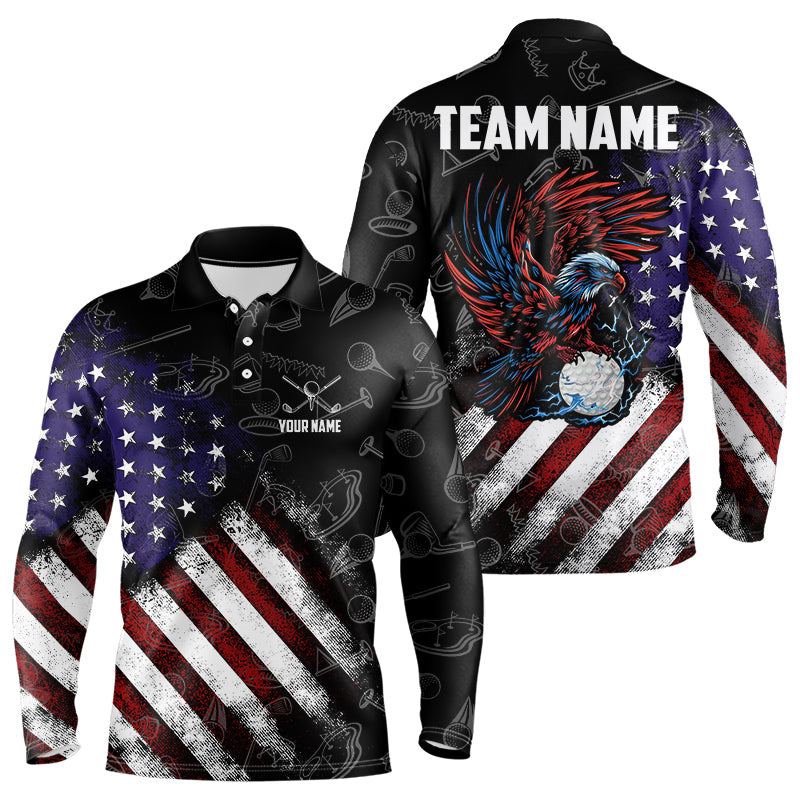Retro American Flag Eagle Golf Polo Shirt for Men Custom Patriotic Golf Team Jersey best golf gifts NQS9633