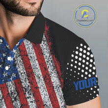 Load image into Gallery viewer, Personalized golf polo shirts for Men Vintage American Flag Custom patriotic golf tops for mens NQS9835