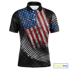 Load image into Gallery viewer, Personalized golf polo shirts for Men Vintage American Flag Custom patriotic golf tops for mens NQS9835
