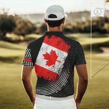 Load image into Gallery viewer, Personalized golf polo shirts for Men Vintage Canadian Flag Custom patriotic golf tops for mens NQS9836