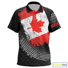 Load image into Gallery viewer, Personalized golf polo shirts for Kid Vintage Canadian Flag Custom black patriotic golf tops for Kid NQS9836