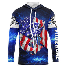 Load image into Gallery viewer, Mahi Mahi Fishing American Flag blue galaxy Custom UV protection long sleeve fishing shirts NQS424