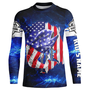 Mahi Mahi Fishing American Flag blue galaxy Custom UV protection long sleeve fishing shirts NQS424