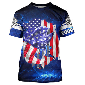 Mahi Mahi Fishing American Flag blue galaxy Custom UV protection long sleeve fishing shirts NQS424