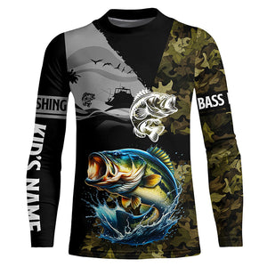 Largemouth Bass Fishing Camo UV protection custom long sleeve fishing apparel, Bass fishing jerseys NQS8198