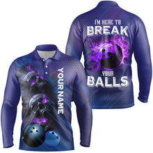 Load image into Gallery viewer, Purple Skull Flame Bowling Shirts For Men Custom Bowling Team Jerseys I&#39;m here to break your balls NQS8635