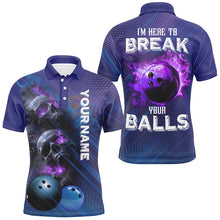 Load image into Gallery viewer, Purple Skull Flame Bowling Shirts For Men Custom Bowling Team Jerseys I&#39;m here to break your balls NQS8635