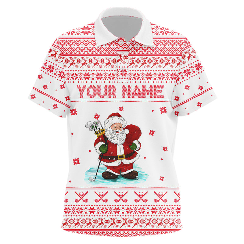 Funny ugly Christmas Kid golf polo shirt Santa Golfer, christmas polo shirts NQS6793