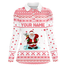 Load image into Gallery viewer, Funny ugly Christmas Womens golf polo shirts Santa Golfer, christmas polo shirts NQS6793