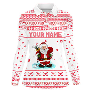 Funny ugly Christmas Womens golf polo shirts Santa Golfer, christmas polo shirts NQS6793