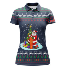 Load image into Gallery viewer, Funny ugly Christmas Women golf polo shirt custom Santa golf ladies Xmas golf shirt NQS6799