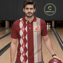 Load image into Gallery viewer, Retro Red argyle pattern Christmas Santa Bowling shirts For Men custom bowling team jerseys Outfits NQS10994