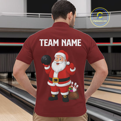 Retro Red argyle pattern Christmas Santa Bowling shirts For Men custom bowling team jerseys Outfits NQS10994