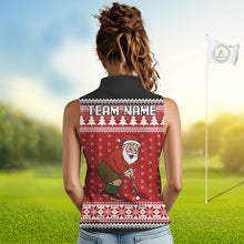 Load image into Gallery viewer, Funny Santa Sleeveless Golf Polo shirt Red ugly Christmas pattern Custom ladies Christmas golf shirts NQS11000