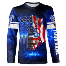 Load image into Gallery viewer, Deer hunting American flag patriotic blue 3d galaxy custom camo deer hunting shirts NQSD18