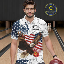 Load image into Gallery viewer, Red, White, Blue American Flag Eagle Men Bowling Shirts Custom Patriotic Camo Bowling Team Jersey NQS11192