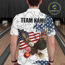 Load image into Gallery viewer, Red, White, Blue American Flag Eagle Men Bowling Shirts Custom Patriotic Camo Bowling Team Jersey NQS11192