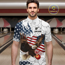 Load image into Gallery viewer, Red, White, Blue American Flag Eagle Men Bowling Shirts Custom Patriotic Camo Bowling Team Jersey NQS11192