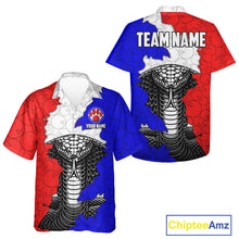 Load image into Gallery viewer, Personalized Red, White and Blue Cobra Snake Bowling Team Hawaiian Shirt, Patriotic Bowling Jerseys NQS11198