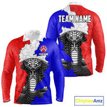 Load image into Gallery viewer, Personalized Red, White and Blue Cobra Snake Bowling Team Shirts For Men, Patriotic Bowling Jerseys NQS11198