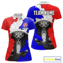 Load image into Gallery viewer, Personalized Red, White and Blue Cobra Snake Bowling Team Shirts For Women, Patriotic Bowling Jerseys NQS11198