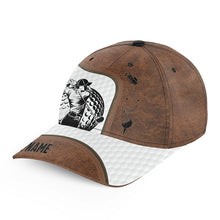 Load image into Gallery viewer, Brown and White golf ball skin Golfer hat custom golf sun hats for men, unique golf gifts NQS9326