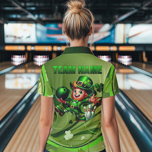 Load image into Gallery viewer, Green shamrock Lucky Women Bowling Polo, Quarter Zip Shirts Custom St Patrick Day Team bowling Shirts NQS9328