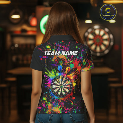 Colorful watercolor Dartboard Shirt for Women Custom Dart jerseys for team, dart league shirts NQS11397