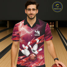Load image into Gallery viewer, Red Storm Lightning Thunder Bowling Button-up Shirt Custom Hawaiian Bowling Team Jersey NQS11718