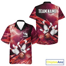 Load image into Gallery viewer, Red Storm Lightning Thunder Bowling Button-up Shirt Custom Hawaiian Bowling Team Jersey NQS11718