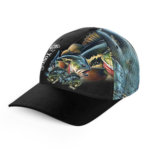 Largemouth Bass fishing green Custom fishing hat Unisex Fishing Baseball Angler hat cap NQS1576