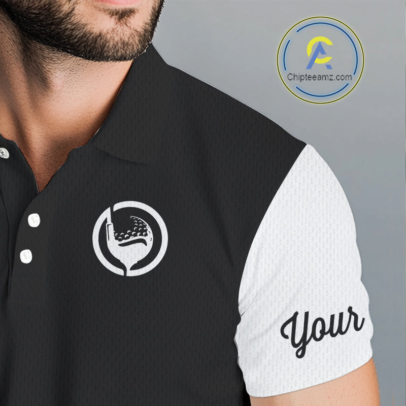 Mens polo golf shirts custom name black and white golf shirt, team golf shirts mens NQS9844