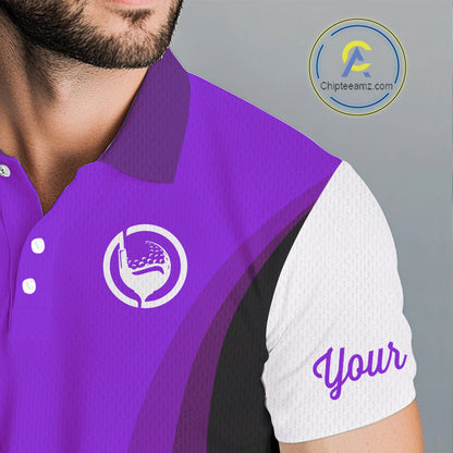 Mens polo golf shirts custom name purple and white golf shirt, team golf shirts mens NQS9845