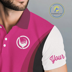 Mens polo golf shirts custom name pink and white golf shirt, team golf shirts mens NQS9846