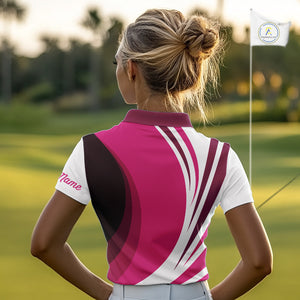 Women golf polo shirt custom name pink and white golf shirt, team golf shirts ladies NQS9846