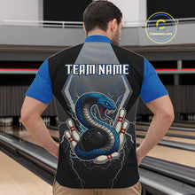 Load image into Gallery viewer, Blue Lightning Thunder Cobra Snake Custom Bowling Shirts For Men, Bowling Team Shirt With Names NQS9851
