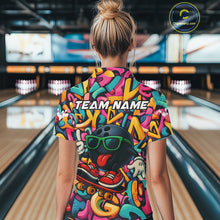 Load image into Gallery viewer, Funny colorful graffiti pattern Bowling Team Shirt For Women Custom Ladies Bowling Jersey NQS10823