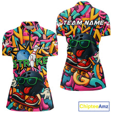 Load image into Gallery viewer, Funny colorful graffiti pattern Bowling Team Shirt For Women Custom Ladies Bowling Jersey NQS10823