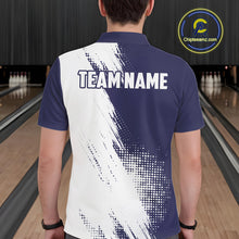 Load image into Gallery viewer, Custom Blue and White Strike Bowling Shirts Men Polo, Quarter Zip Bowling Team Jerseys Bowling League NQS10826