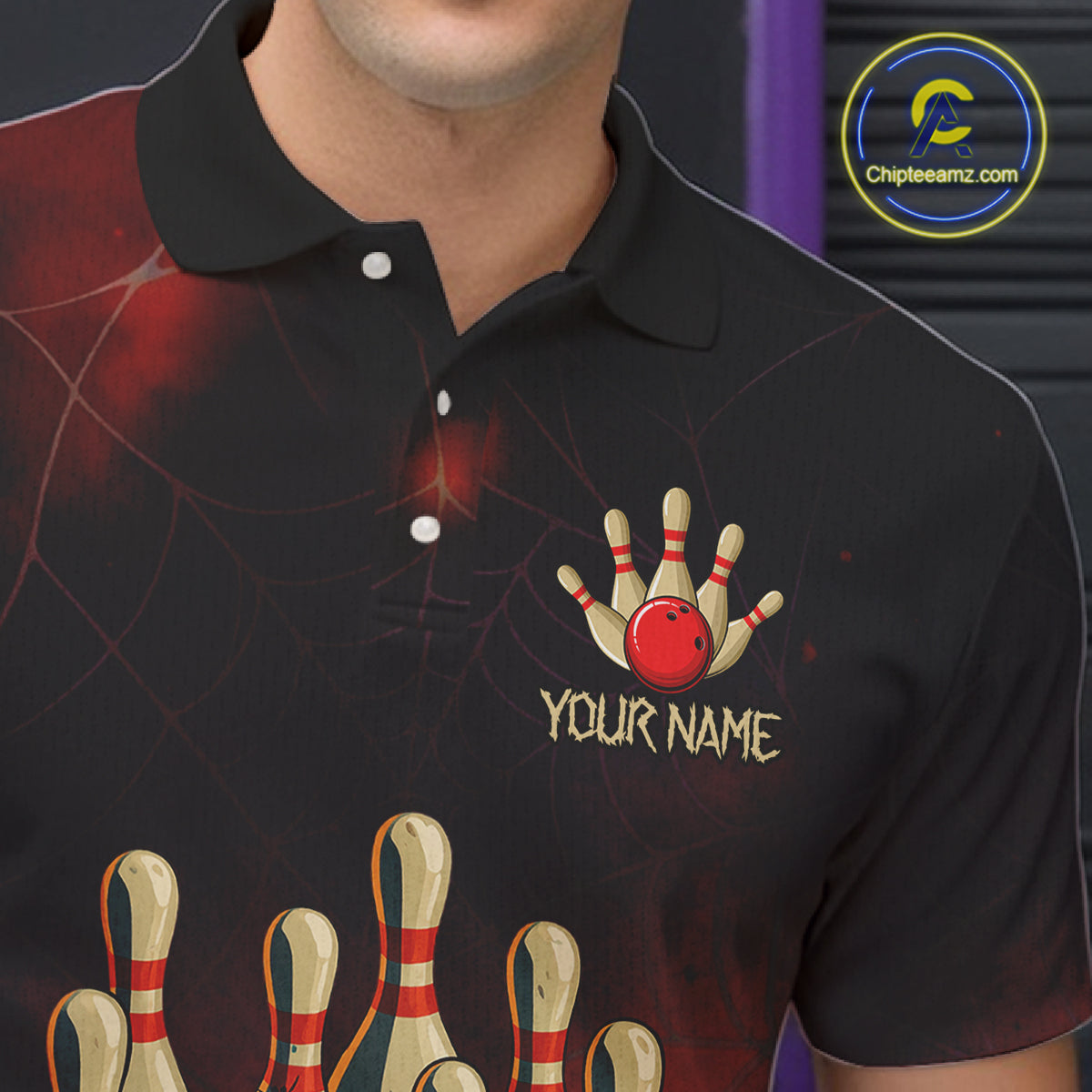 Personalized Funny Angry Spider Bowling Team Polo, 1/4 Zip Shirts For Men, Spider Bowling Jerseys NQS11204