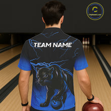 Load image into Gallery viewer, Black and Blue Lightning Thunder Panther Bowling Team Hawaiian Shirt Custom Panther Bowling Jerseys NQS11205