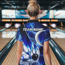 Load image into Gallery viewer, Blue Light pattern Bowling Polo, Quarter Zip shirts for Women Custom Bowling Team League Jerseys NQS9340